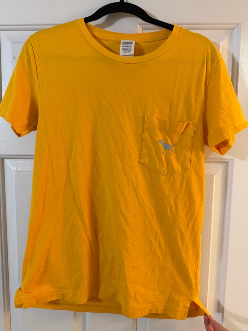 PINK Victoria's Secret Bright Yellow Short Sleeve Pocket Tee